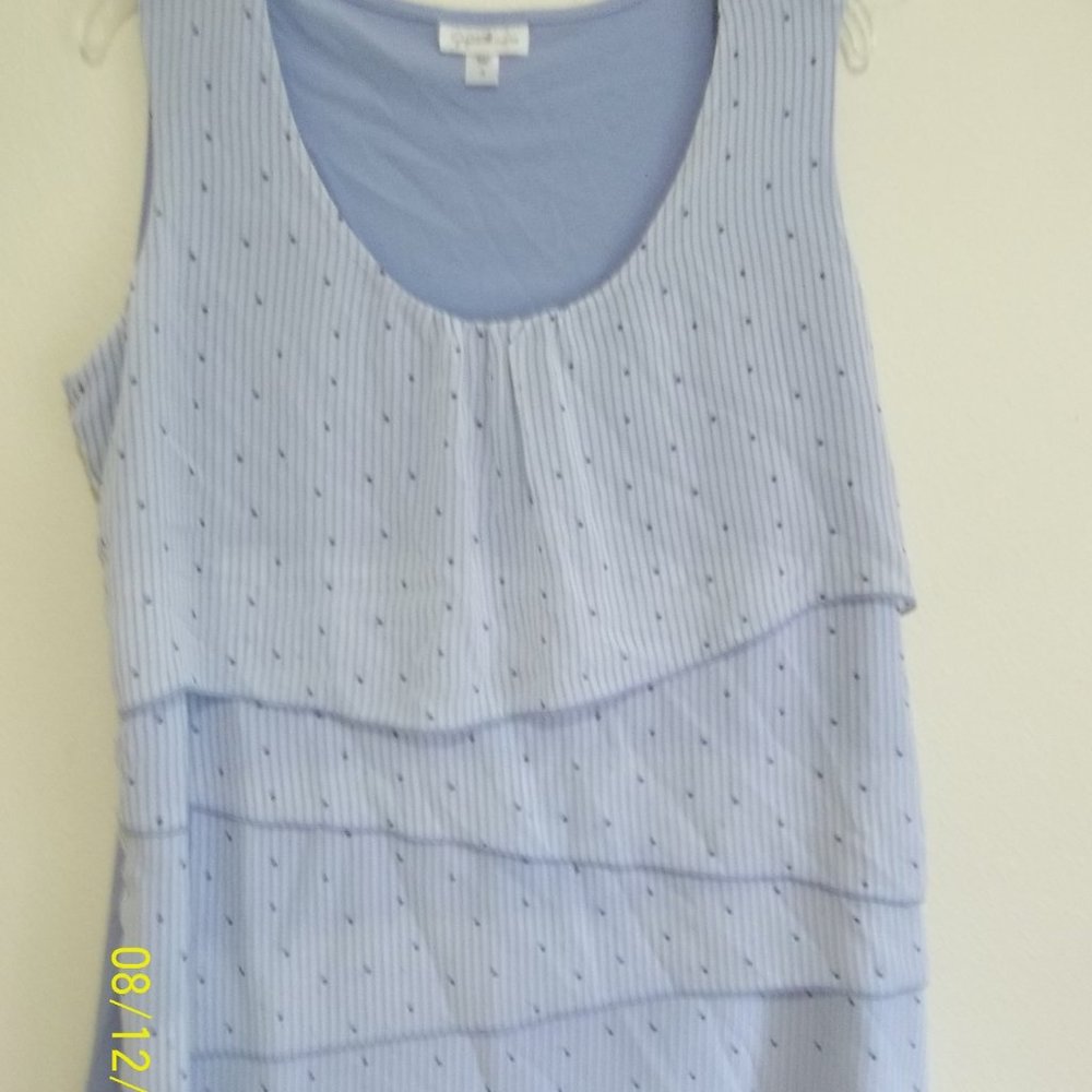 Jaclyn Smith 1X Purple/Polka Dot Layered Tank Top Gathered Front